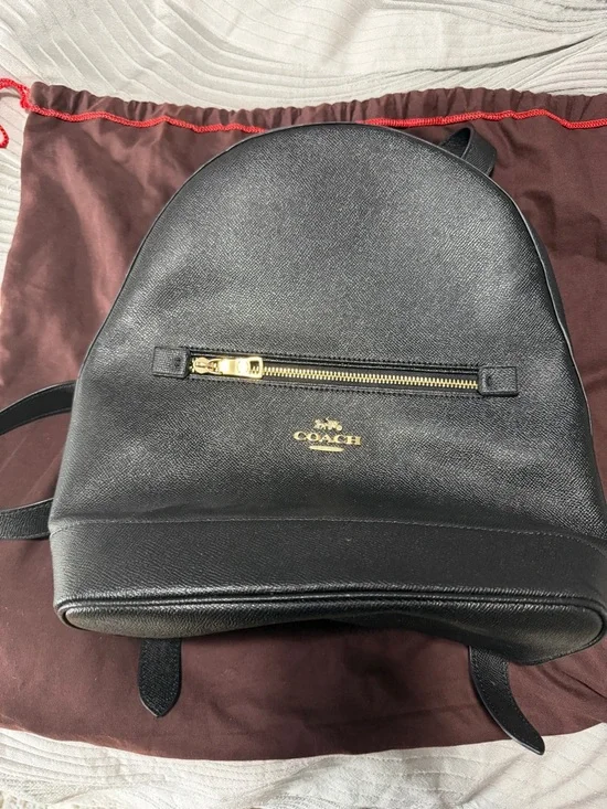Coach Black Leather Backpack with Gold Hardware - Picture 1 of 3